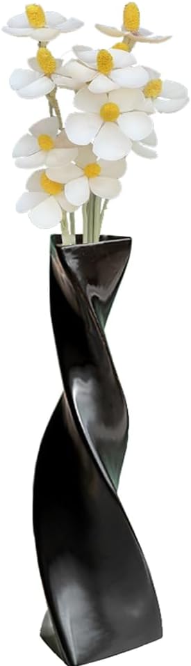 Bud Vase Small Ceramic Bud Vase Single Flower Stem Vase for Modern Home Decor for Centerpieces Twist Minimalism Style Vase Home Decorative Floral Centerpiece for Wedding and Office (Black)