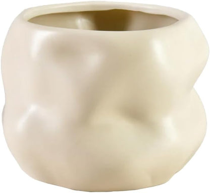 Serene Spaces Living Ceramic Sculptural Vase, Modern Organic Vase for Home, Event Decor, Table Centerpiece, or Gifting - Perfect for Fresh or Dried Flowers, 6.5" Diameter & 5" Tall