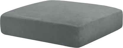 MAXIJIN Velvet Stretch Cushion Cover Fitted Couch Cushion Slipcovers 1 Pack Arm Chair Seat Cushion Cover for Individual Cushion Sofa Chair with Elastic Bottom (Chair Cushion, Light Grey)