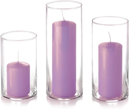 yummi Set of 36 Slim Pillars & Cylinder Candles – Violet