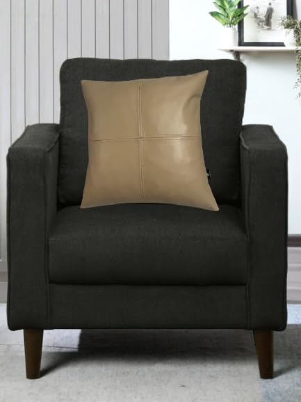 LL LEATHER LOVERS Lambskin Leather Pillow Cover - Sofa Cushion Case - Decorative Throw Covers for Living Room & Bedroom, 20x20 Inches - Gold Beige Plain (02) Pack of 1