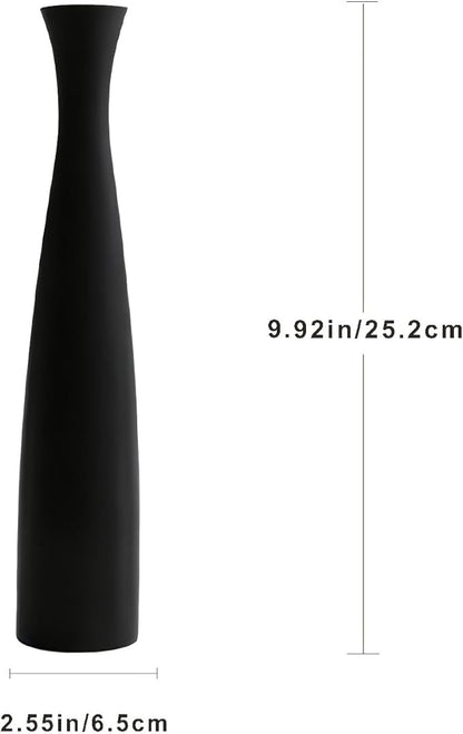 Matte Black Vase 2PCs| Minimalist Vase for Home Decor | Tall Skinny Vases | 3D Printed Plastic Faux Ceramic Cylinder | Aesthetic Single Stem Holder for Wedding Living Room Table Centerpiece (White)