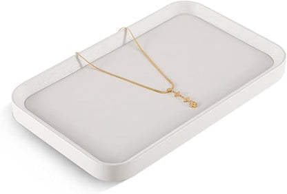 Jewelry Display, Leather Valet Tray,Luxury Jewelry Drawer Organizer,Premium Flat Tray,White Jewelry Tray