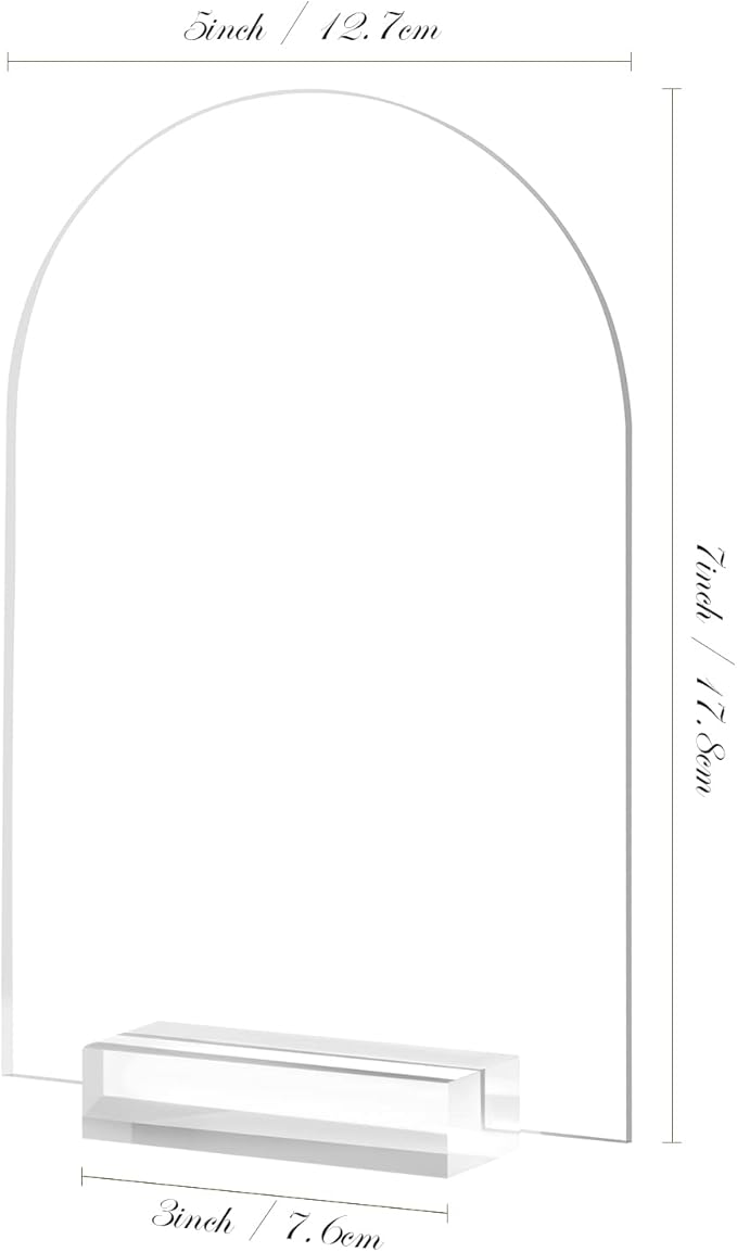 5x7 Inch Clear Arch Acrylic Sign with Stand-10 Pack Clear Blank Arched Acrylic Sheets with Holder, DIY Arch Sign Blank for Wedding Table Numbers