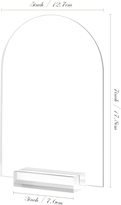 5x7 Inch Clear Arch Acrylic Sign with Stand-10 Pack Clear Blank Arched Acrylic Sheets with Holder, DIY Arch Sign Blank for Wedding Table Numbers