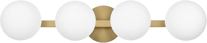 Gold Bathroom Vanity Light Fixtures, Modern 4 Lights Aged Brass Globe Wall Sconce Lighting, Porch Wall Mount Light Fixture for Bathroom, Mirror Cabinets Hallway Stairs (Aged Brass, 4-Light)