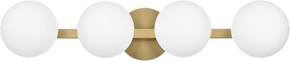 Gold Bathroom Vanity Light Fixtures, Modern 4 Lights Aged Brass Globe Wall Sconce Lighting, Porch Wall Mount Light Fixture for Bathroom, Mirror Cabinets Hallway Stairs (Aged Brass, 4-Light)