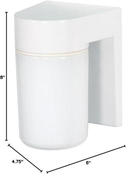 Nuvo Lighting SF77/530 Utility Fixture Die Cast Aluminum Durable Outdoor Wall Mount Porch and Patio Light with White Glass Cylinder, White