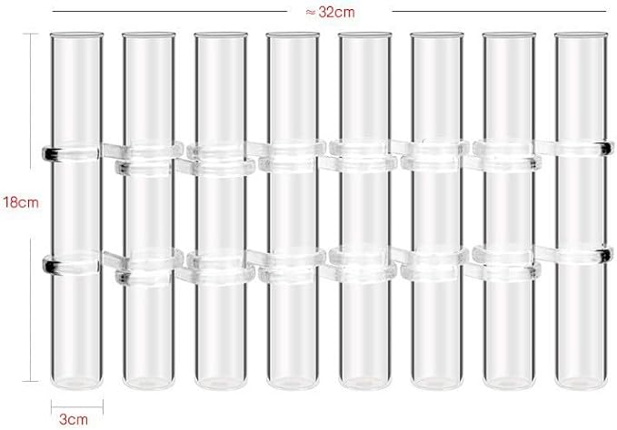8PCS Test Tube Vases Decorative Glass Flower Vase Hinged Flower Vases Planter Flower Arranging Container Hydroponic Flower Holder Decor with 15PCS Hooks and 2PCS Brushes (VASES- A)