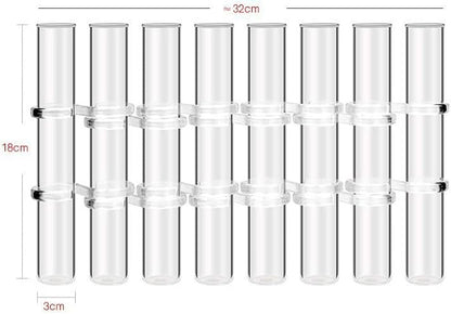 8PCS Test Tube Vases Decorative Glass Flower Vase Hinged Flower Vases Planter Flower Arranging Container Hydroponic Flower Holder Decor with 15PCS Hooks and 2PCS Brushes (VASES- A)