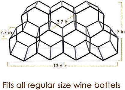Fomanish 7 Bottle Holder - Freestanding Wine Rack, Modern Metal Tabletop Holder for Kitchen & Wine Cellar