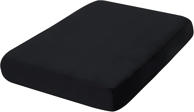 hyha Velvet Couch Cushion Covers, Soft Sofa Seat Covers for sectional 2 Cushion Couch Washable, Magic Sofa Slipcover with Elastic Bottom, Non-Slip Furniture Protector for Pets, Kid(Medium, Black)