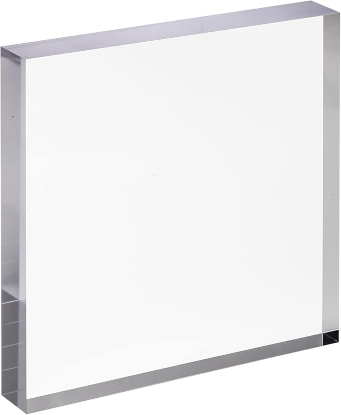 CiaoHER 1in Thickness 7in Square Acrylic Cube Display Block Clear Polished Pedestal Stand Riser Solid Base 7" x 7" x 1", 1 Pack