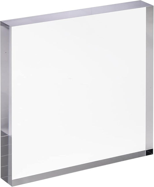CiaoHER 1in Thickness 7in Square Acrylic Cube Display Block Clear Polished Pedestal Stand Riser Solid Base 7" x 7" x 1", 1 Pack