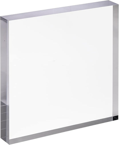 CiaoHER 1in Thickness 7in Square Acrylic Cube Display Block Clear Polished Pedestal Stand Riser Solid Base 7" x 7" x 1", 2 Pack