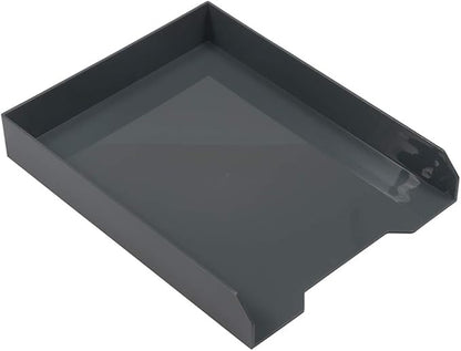 JAM PAPER Stackable Paper Trays - Grey - Desktop Document, Letter, & File Organizer Tray - Sold Individually