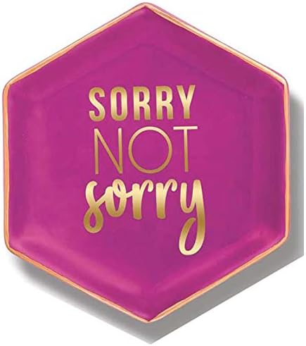 Stephanie Imports Ceramic Trinket Plate and Decorative Jewelry Dish (Sorry Not Sorry)