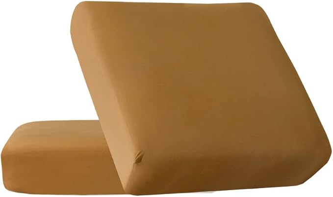 HOOBUY Waterproof Couch Cushion Cover 2Pieces Stretch Sofa Slipcovers Furniture Protector with Elastic Suitable for Loveseat,2 Seater Sofa (2, Camel)