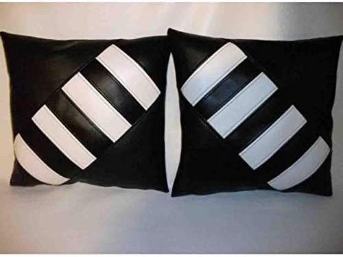 Lambskin Leather Pillow Cover - Sofa Cushion Case - Decorative Throw Covers for Living Room & Bedroom, 20x20 Inches - Black White Pack of 1
