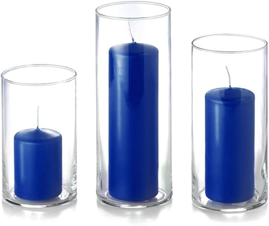 Yummi Set of 12 Slim Pillar & Cylinder Candles – Royal Blue
