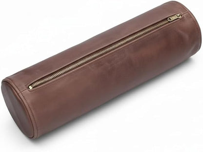 Leather Cylindrical Cushion Cover – 100% Lambskin Round Bolster Pillow Cover | Handmade Ergonomic Roll for Head, Neck & Back | Decorative Home & Sofa Accessory (16" x 6")