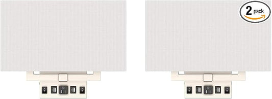 Wall Sconces Set of two Modern Bathroom Light Fixtures with Outlet Indoor Bedside Wall Lamps Set with USB Ports and Outlet, E26 Base, 120V, Brushed Nickel Finish, Iron Body, White Fabric Shade