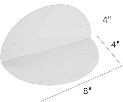 ROYALITA Small Acrylic Shelves Room Decor Floating Shelves (2-Pack, 8-inch Diameter) - Wall Mounted Display Stand for Plants, Toys, Makeup, and More - Ideal for Home and Office, Clear