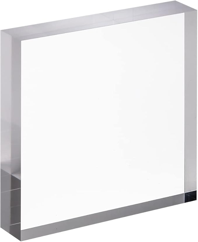 CiaoHER 1in Thickness 5in Square Acrylic Cube Display Block Clear Polished Pedestal Stand Riser Solid Base 5" x 5" x 1", 2 Pack