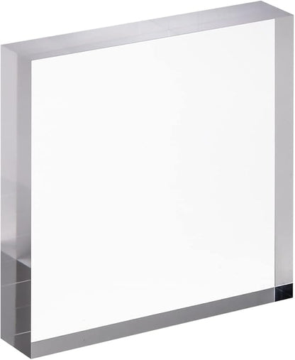 CiaoHER 1in Thickness 5in Square Acrylic Cube Display Block Clear Polished Pedestal Stand Riser Solid Base 5" x 5" x 1", 2 Pack