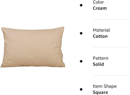 TangDepot Handmade Decorative Solid 100% Cotton Canvas Throw Pillow Covers/Pillow Shams, (12"x20", Cream)
