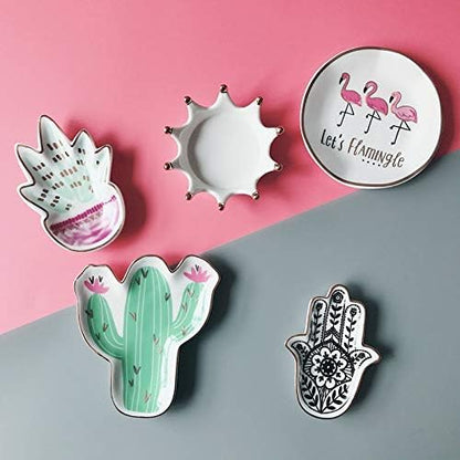 Stephanie Imports Cactus Ceramic Trinket Plate and Decorative Jewelry Dish