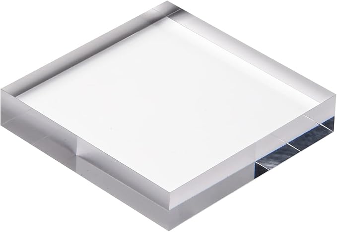 CiaoHER 1in Thickness 5in Square Acrylic Cube Display Block Clear Polished Pedestal Stand Riser Solid Base 5" x 5" x 1", 2 Pack