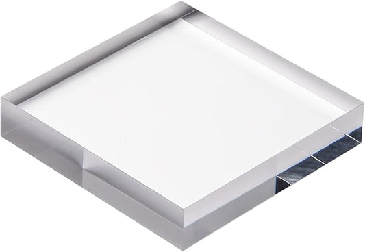 CiaoHER 1in Thickness 5in Square Acrylic Cube Display Block Clear Polished Pedestal Stand Riser Solid Base 5" x 5" x 1", 2 Pack