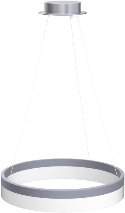 Buccleuch Dimmable 3-Ring LED Chandelier, Height Adjustable Modern Silver Pendant Light, ETL-Certified Flush Mount Acrylic Ceiling Light for Dining Room Living Room Bedroom Foyer, 3000K-6500K