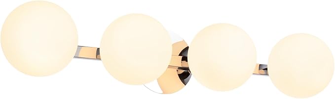 Chrome Globe Bathroom Vanity Light Fixtures, Modern 4 Lights Wall Lighting, Porch Wall Mount Light Fixture for Bathroom, Over Mirror Cabinets Hallway Stairs