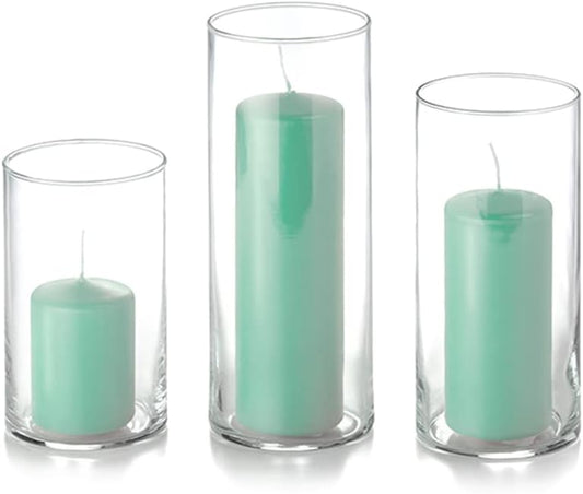 Yummi Set of 12 Slim Pillar & Cylinder Candles – Tiffany Blue
