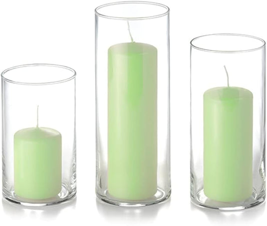 Yummi Set of 36 Slim Pillar & Cylinder Candles – Mint