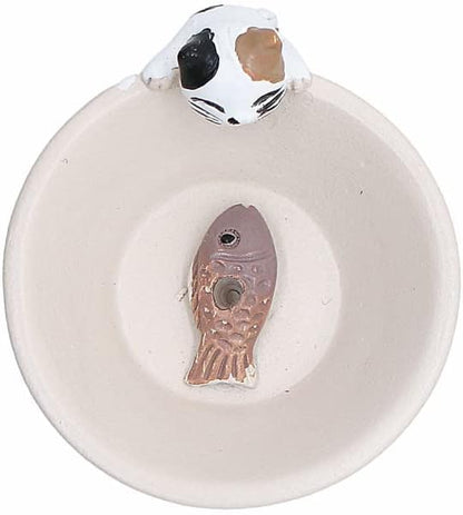Newwe Incense Holder Resin Incense Stick Burner Small Cat Incense Sticks Holder ,Mini Cute Animal Statue Home Insencents Burner