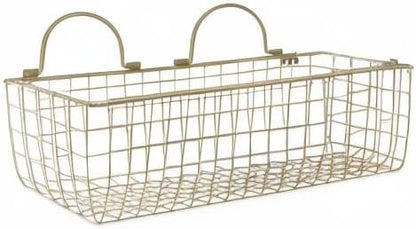 DII Farmhouse Vintage Decor, Wire Wall Basket, Assorted, Gold, 2 Piece