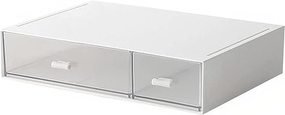 Desk Organizer-Stackable Storage Drawers, Desk Drawer Organizer Perfect For Collection Small Item/Cosmetic Office Supplies - 2 drawers (White)