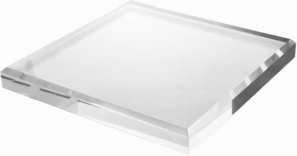 CiaoHER 1in Thickness Beveled Acrylic Square Display Block Clear Polished Pedestal Stand Riser (10x10, 1pack)