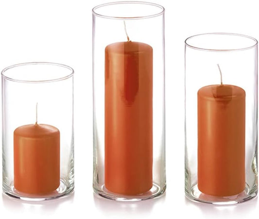 YummiCandles Set of 12 Slim Pillar & Cylinder Candles – Sienna