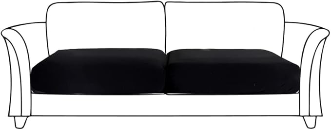 HOOBUY Waterproof Couch Cushion Cover 2Pieces Stretch Sofa Slipcovers Furniture Protector with Elastic Suitable for Loveseat,2 Seater Sofa (2, Black)