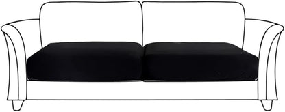 HOOBUY Waterproof Couch Cushion Cover 2Pieces Stretch Sofa Slipcovers Furniture Protector with Elastic Suitable for Loveseat,2 Seater Sofa (2, Black)