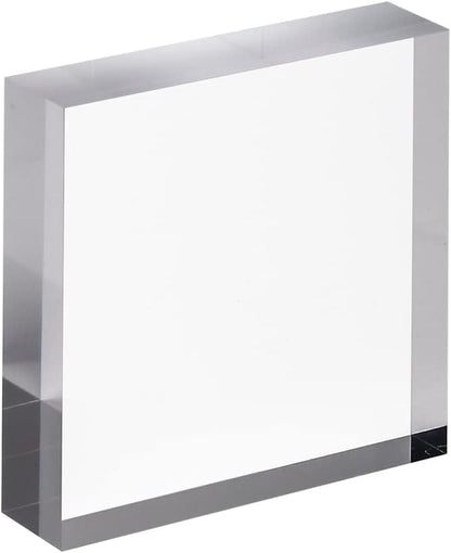 CiaoHER 1in Thickness 4in Square Acrylic Cube Display Block Clear Polished Pedestal Stand Riser Solid Base 4" x 4" x 1", 2 Pack