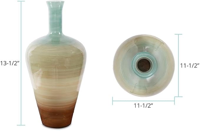 Howard Elliott Multicolor Capri Stripe Glass Bottle Vase for Flowers, Modern Abstract Design Decorative Bottle Vase for Weddings, Floral Arrangements & Decoration, Tall, 23.5 x 12 x 12 Inch