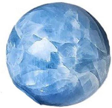 StoneStory Natural Celestite Healing Quartz Crystal Sphere Ball Gemstone for Reiki Balancing Meditation Energy Home and Office Decoration Large 500-800grams (6-8cm, Blue Celestite)