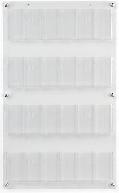 Displays2go Acrylic Brochure Rack, Wall-Mount, 4-Tiered, 12 to 24 Adjustable Pockets - Clear (2RP12CLR)