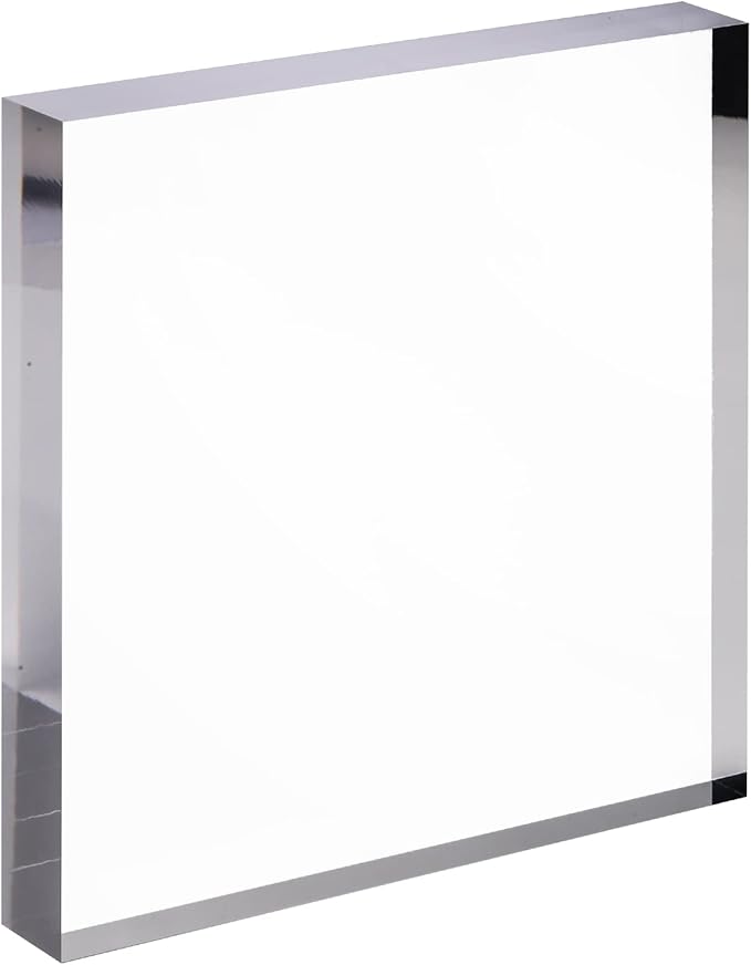 CiaoHER 1in Thickness 8in Square Acrylic Cube Display Block Clear Polished Pedestal Stand Riser Solid Base 8" x 8" x 1", 1 Pack