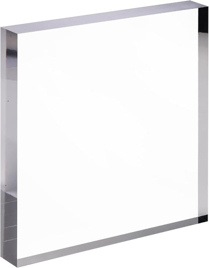 CiaoHER 1in Thickness 8in Square Acrylic Cube Display Block Clear Polished Pedestal Stand Riser Solid Base 8" x 8" x 1", 1 Pack